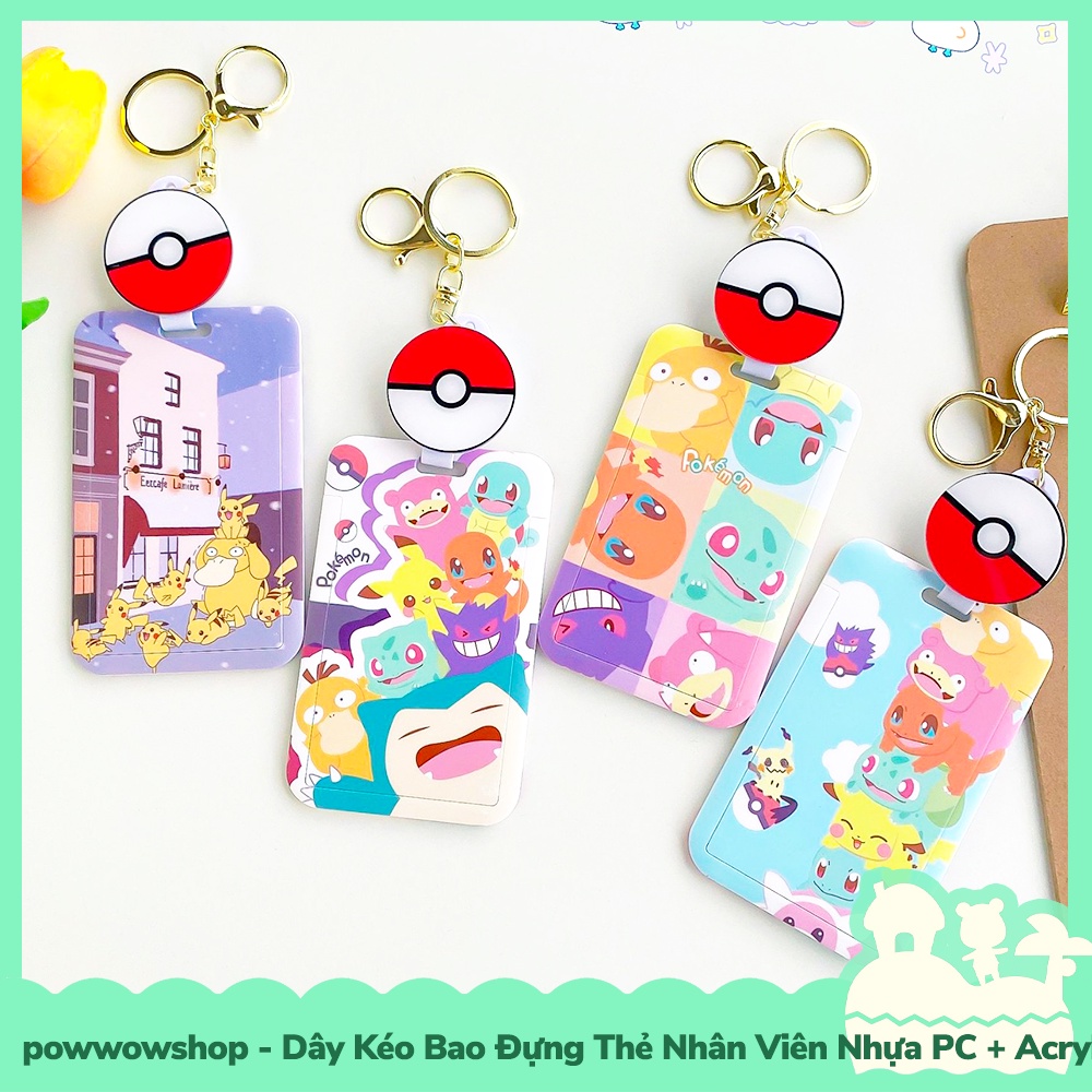 [Sẵn VN - Hỏa Tốc] Dây Kéo Bao Đựng Thẻ Nhân Viên Nhựa PC + Acrylic Mẫu Nhân Vật Anime Manga Game Pocket Monsters