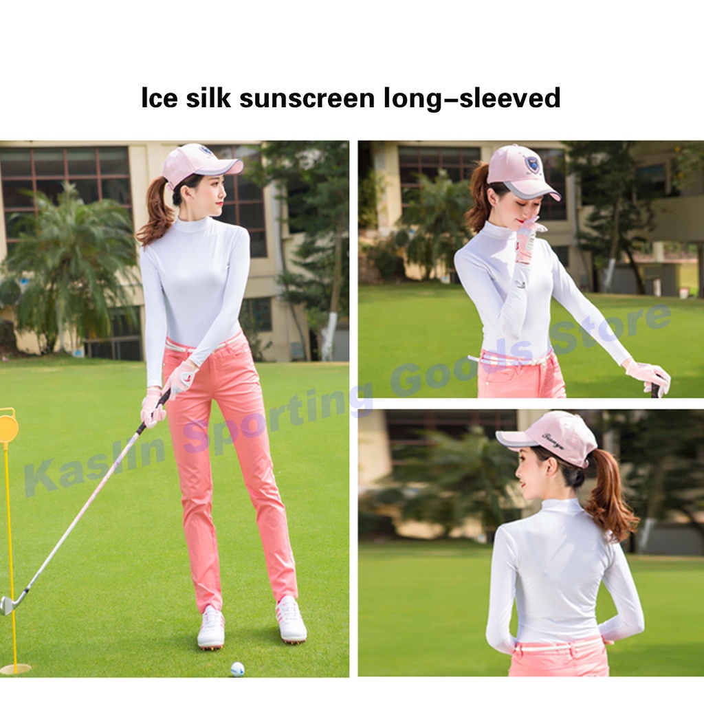 Áo Thun Lụa Lạnh Tay Dài Chống Nắng Chơi golf Dành Cho Nữ