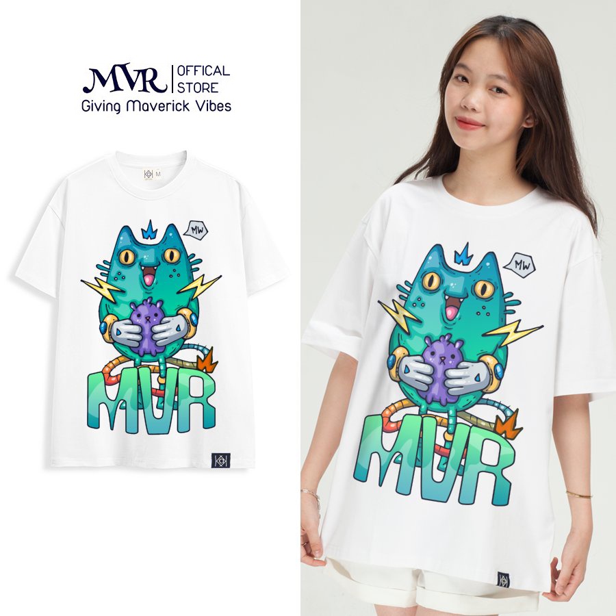 Áo unisex quỷ mèo khùm phông thun cotton tay lỡ thiết kế dễ thương localbrand MVR KK3774