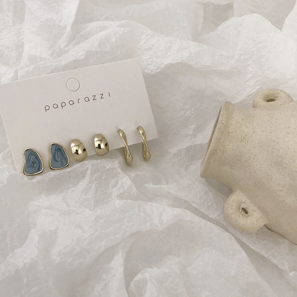 Set 3 đôi hoa tai kiểu dáng độc đáo cá tính thời trang dành cho nữ