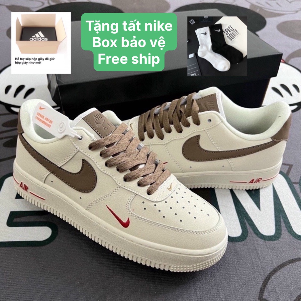 Air force 1 vệt nâu, giày af1 móc nâu S.cấp đầy đủ phụ kiện