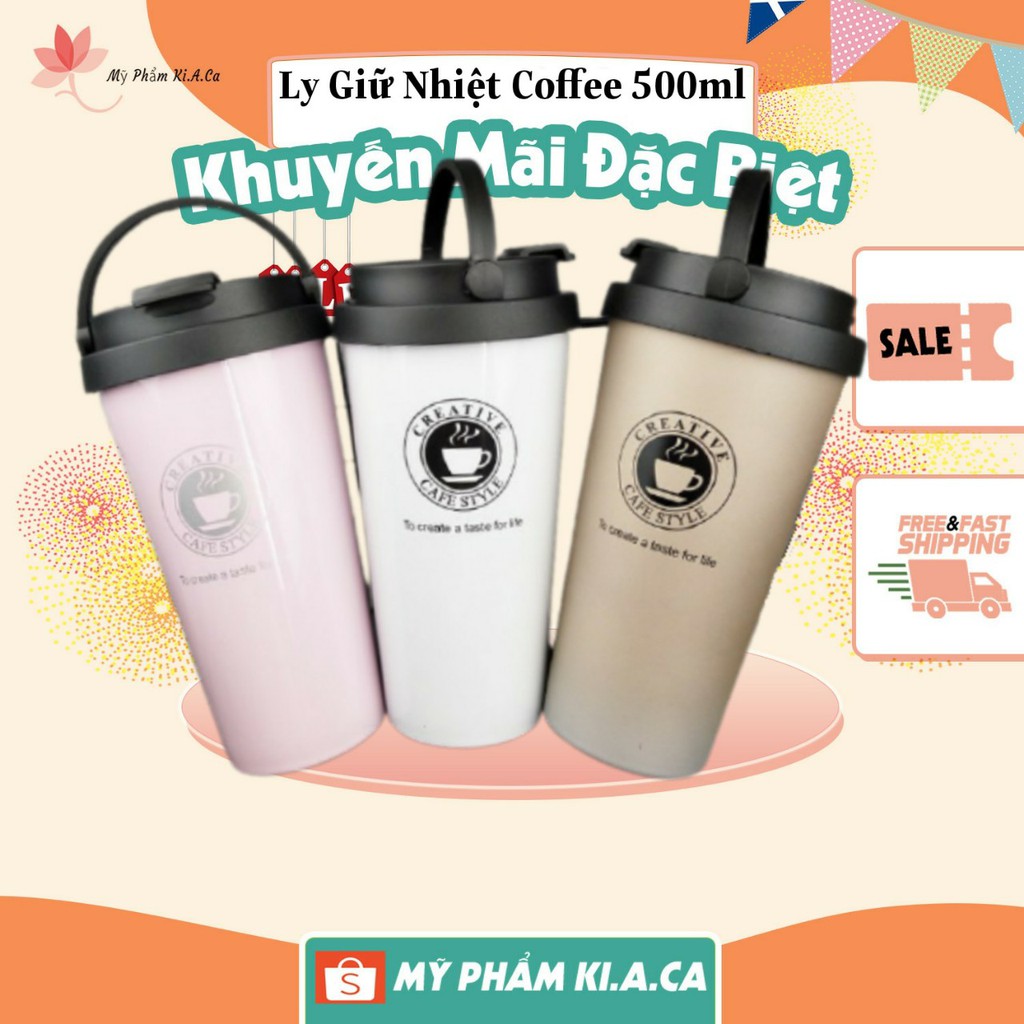 Ly giữ nhiệt Cafe kiểu dáng Hàn Quốc nhỏ gọn sang trọng 500ml