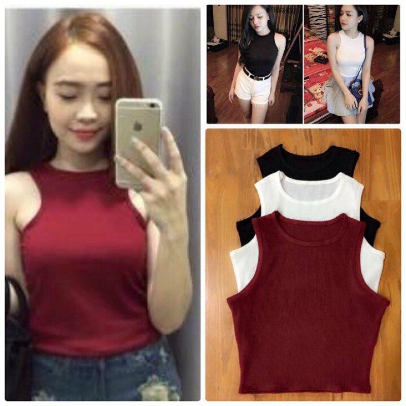 Áo ba lỗ ngược dáng croptop chất thun cotton siêu co dãn