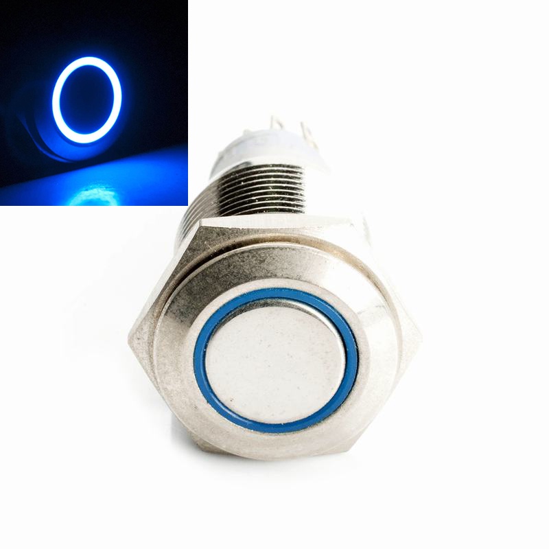 1 Chiếc Vòng Kim Loại 12V Có Nút Nhấn Lên Xuống Màu Xanh Lam Dẫn Điện 16mm