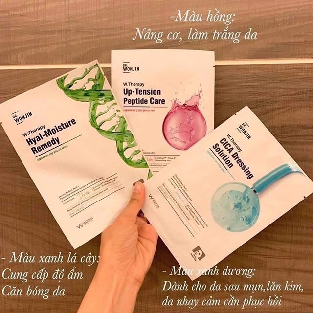 Mặt nạ Wonjin Hàn Quốc các loại hộp 10 miếng tặng kèm sữa rửa mặt