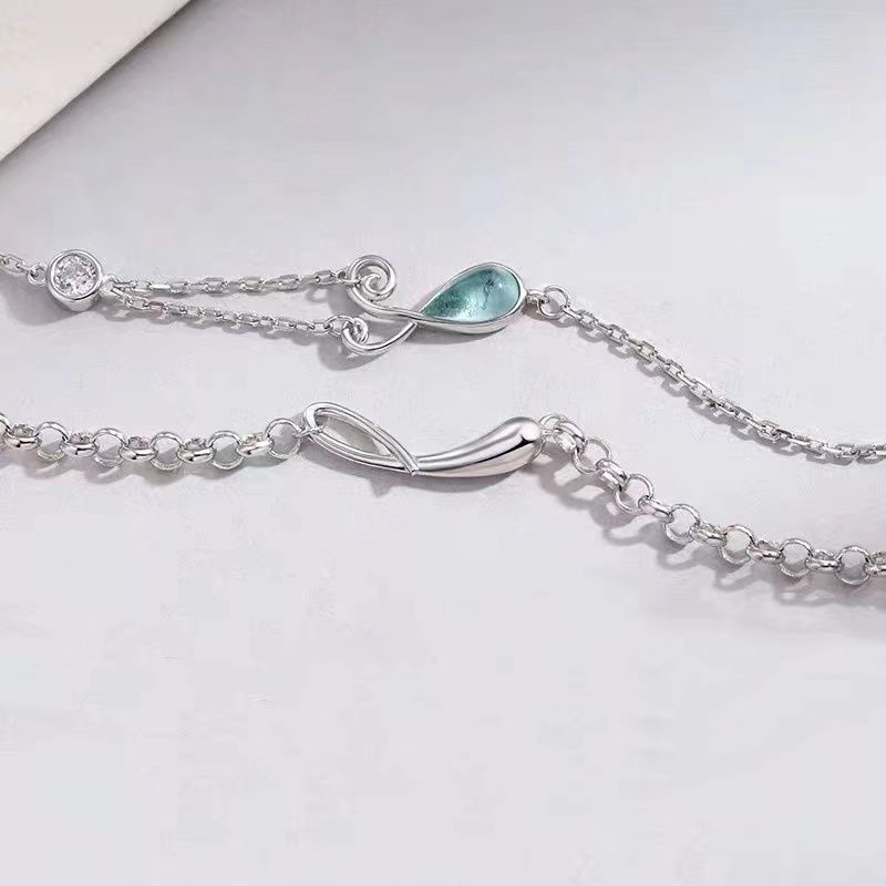 Vòng tay đôi nam nữ Vòng Tay Bạc 925 Hình Giọt Nước Thời Trang Cho Cặp Đôi
