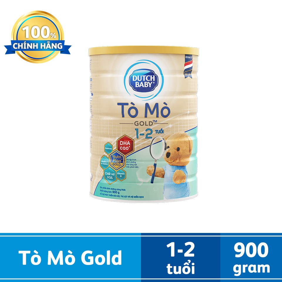 Sữa Cô Gái Hà Lan Tò Mò Gold, Trẻ 1-2 Tuổi, 900g
