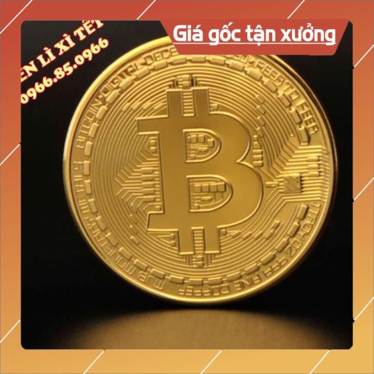 Đồng Xu Bitcoin Mạ Vàng 24k có hộp đựng