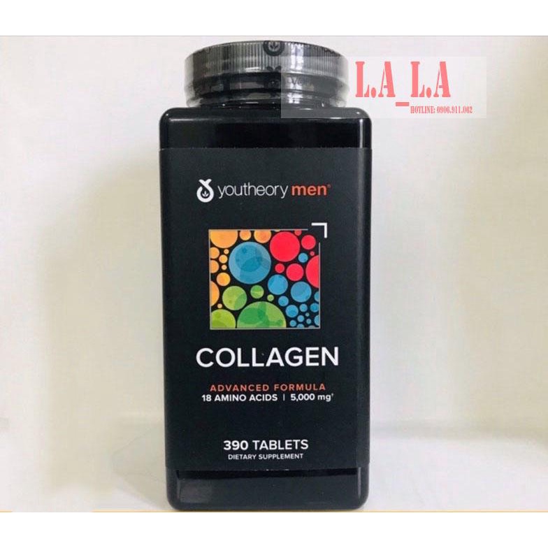 Viên uống Collagen men dành cho nam giới Youtheory Men’s Collagen Advanced Formula chai 390 viên của Mỹ