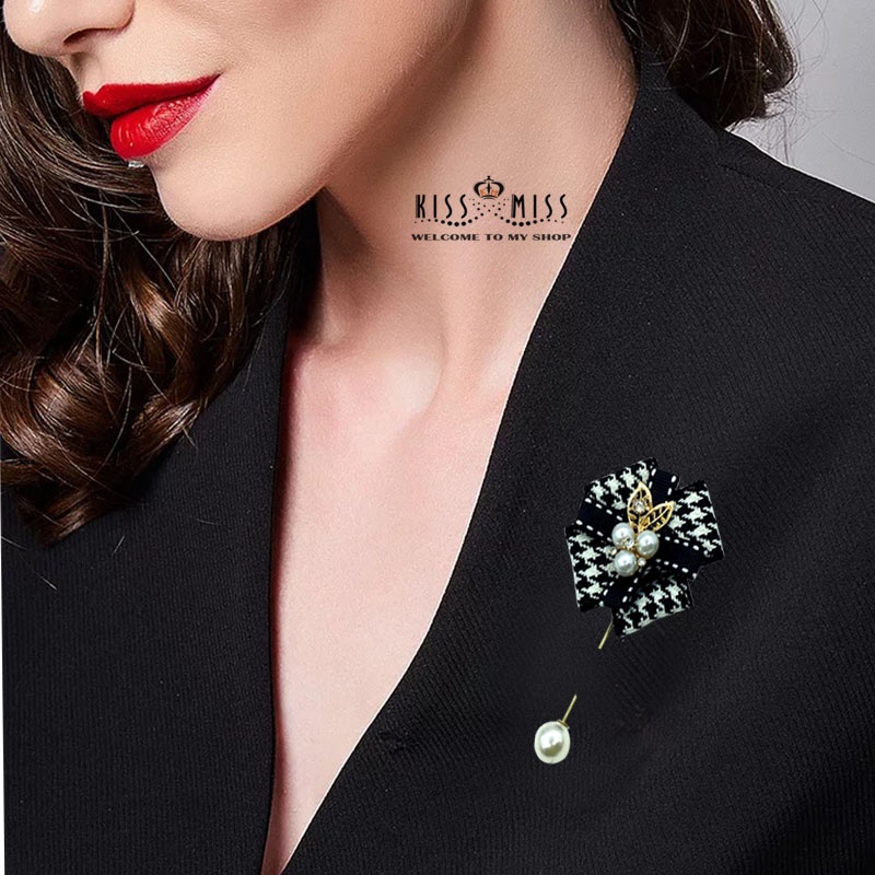 Tag Cài áo nơ lụa đơn giản sang trọng [HANN- Hoa cài áo, pk thời trang]