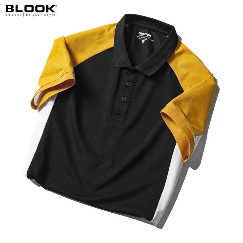 Áo polo nam slimfit BLOOK chất vải thun cá sấu cotton màu đen phối vàng trắng mã 35528  (HÌNH THẬT) | BigBuy360 - bigbuy360.vn