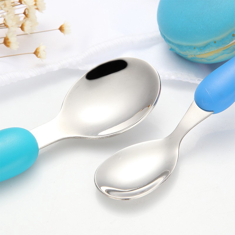 Bộ đồ ăn bằng thép không gỉ 304 Bộ đồ ăn heo con Bộ đồ ăn trẻ em Quà tặng muỗng muỗng muỗng muỗng muỗng canh Bộ đồ ăn phụ trợ Bộ đồ ăn cầm tay chống ngã