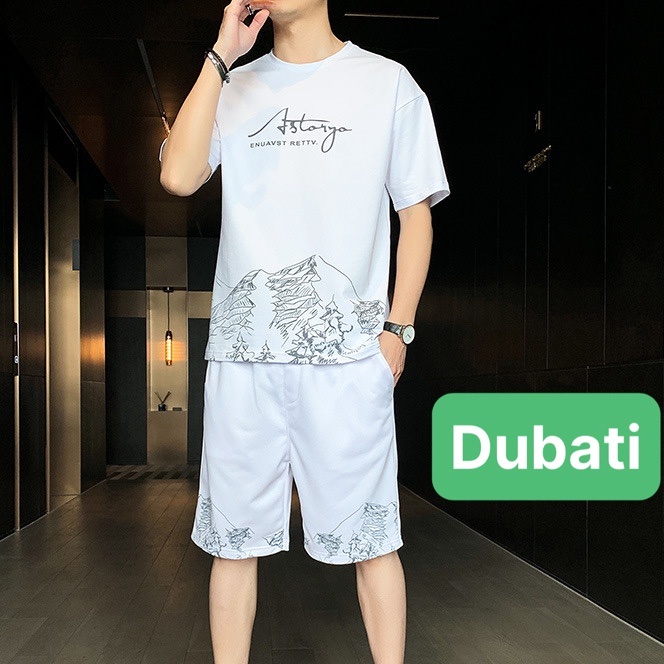 SET ĐỒ BỘ THỜI TRANG NAM HỌA TIẾT NÚI PHÚ SỸ MẶC Ở NHÀ, CHƠI THỂ THAO THOÁNG MÁT CO GIÃN- DUBATI FASHION