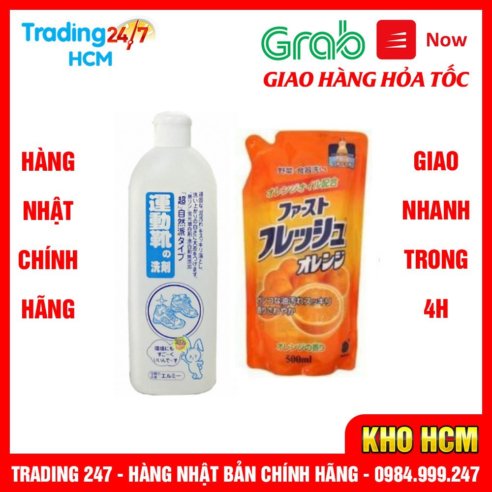 Combo Nước giặt giày cao cấp Kose 500ml và Nước rửa chén hương cam loại túi 500 ml Rocket