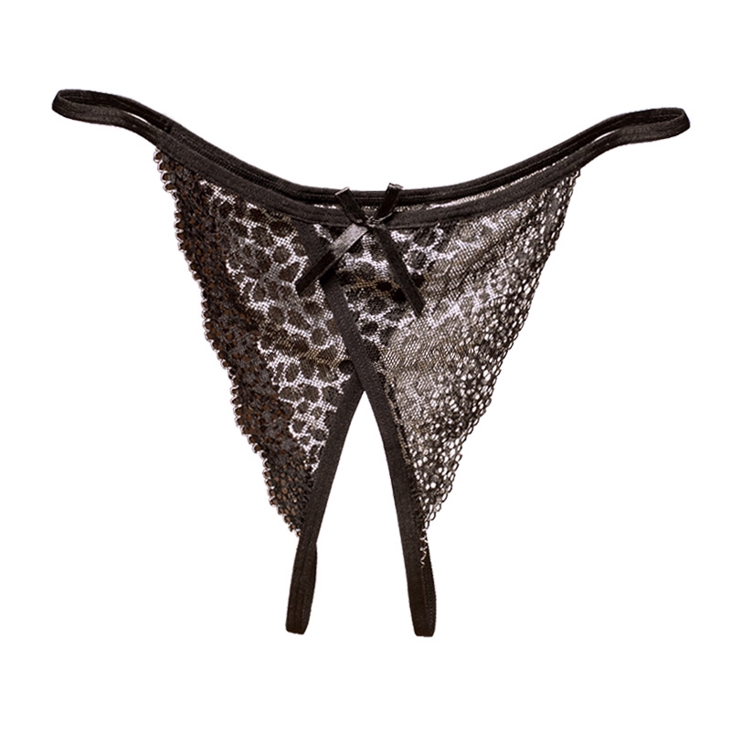 New Sexy Women Leopard Lace Open Crotch Thong Panties with 6 colors 2220