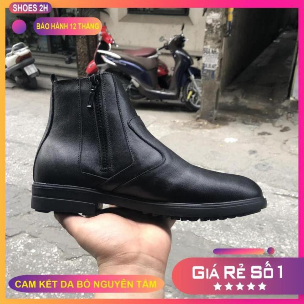 Giày Bốt Zip Da Bò Khóa Kéo, Thời Trang Công Sở Cao Cấp cho Nam, Shoes 2H, 2H-55, phối Jeans cá tính [Sale]