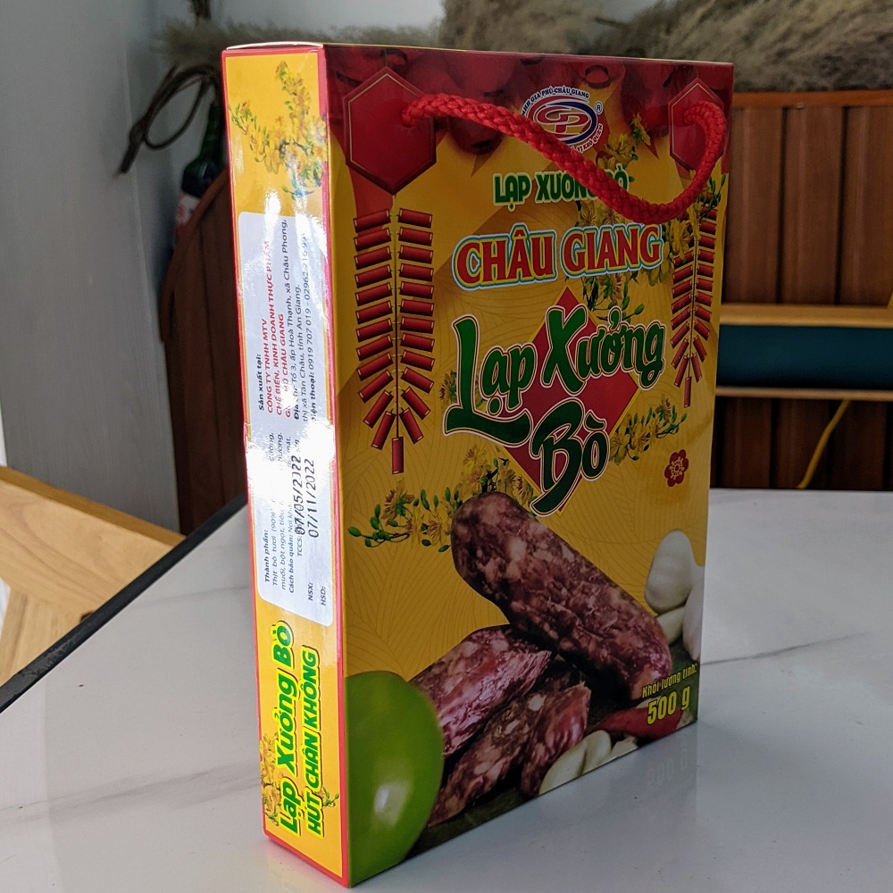 Lạp xưởng bò Châu Giang gói 500 gram HSD 12 tháng