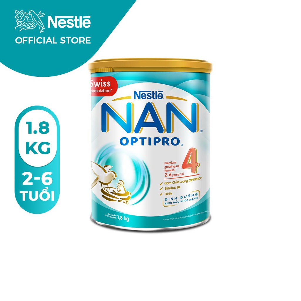 [Tặng 1 Bộ chì màu hộp gỗ] Combo 2 Lon Sữa Bột Nestle NAN Optipro 4 1,8kg/lon
