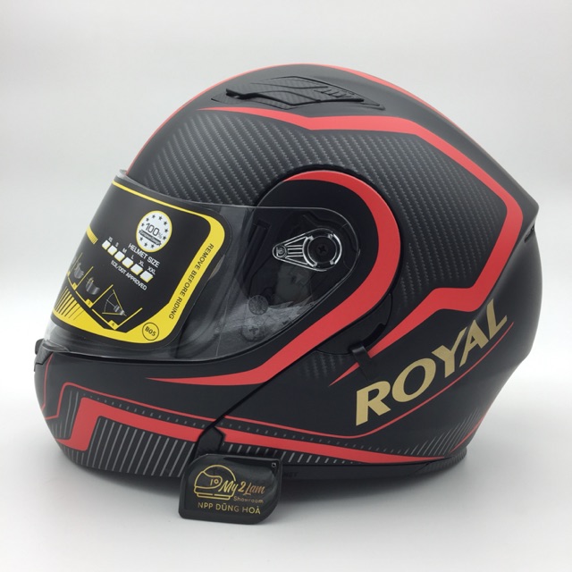 Mũ bảo hiểm Royal M179 tem V4 đỏ, lật cằm 2 kính