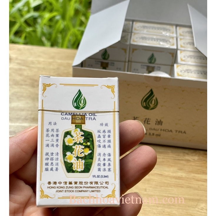 Dầu gió Hoa trà (Cty Di Hào nhượng quyền Hồng Kông) Camellia Oil 3.5ml thơm quyến rũ, thông mũi, hết say sóng tàu xe