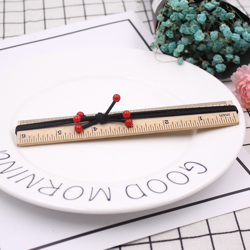 Cột Tóc / Buộc Tóc ❤️1 Đổi 1❤️ Đính Hạt Cherry Đỏ Loại 3 Sợi Thun Siêu Chắc