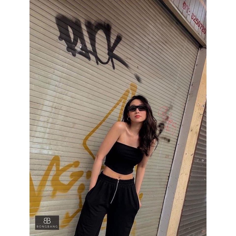 A016 Áo quây ngực ống tube crt đen trắng dáng ngắn co giãn sexy, Áo lót bra croptop không dây thun phông trơn ôm body