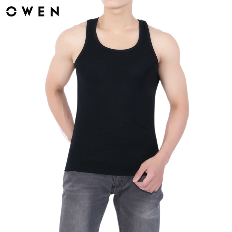 Áo thun ba lỗ nam Owen Cotton Đen - TTMV22623