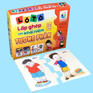 Thẻ lôtô dạy bé khái niệm tương phản và đồng hồ xâu hình máy bay