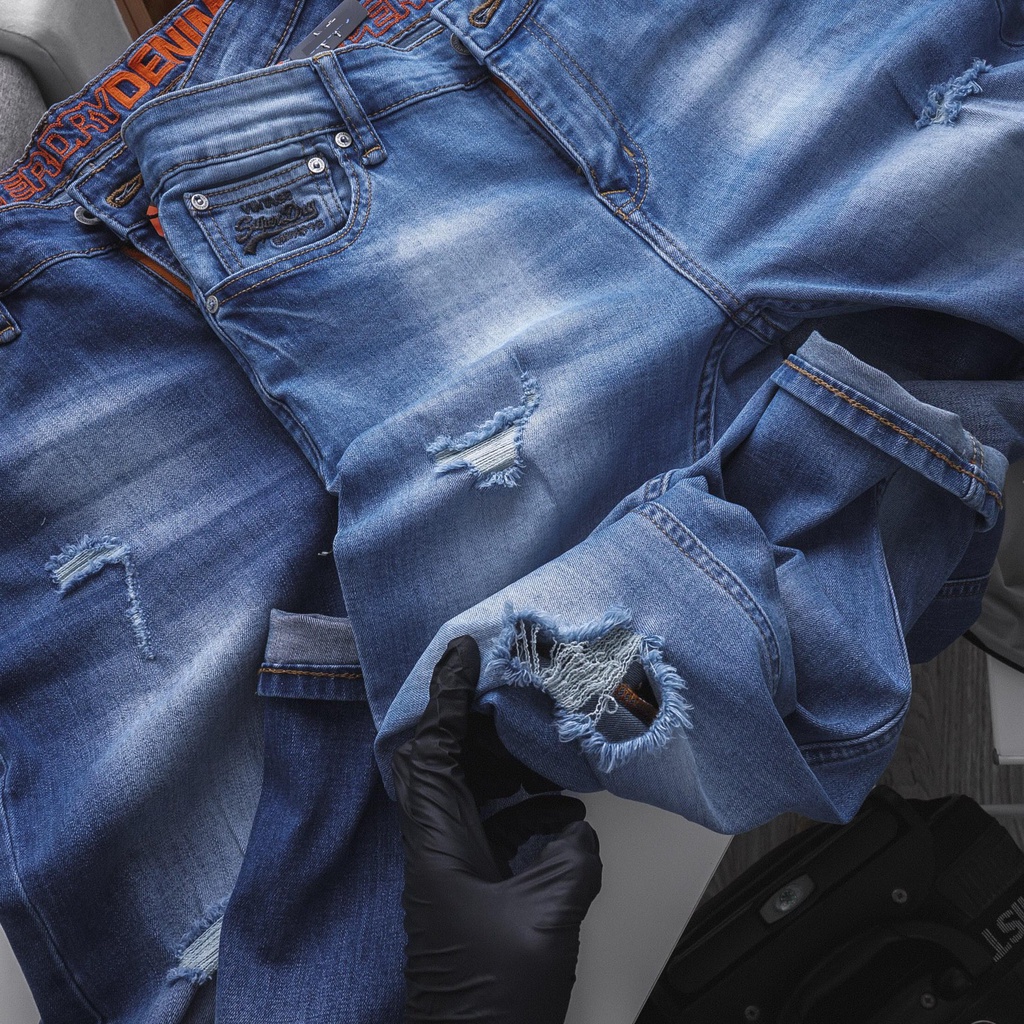 Quần jean nam VNXK Super Dry, form skinny, vải cao cấp không phai, quần dáng côn co giãn nhẹ Q120802 | BigBuy360 - bigbuy360.vn