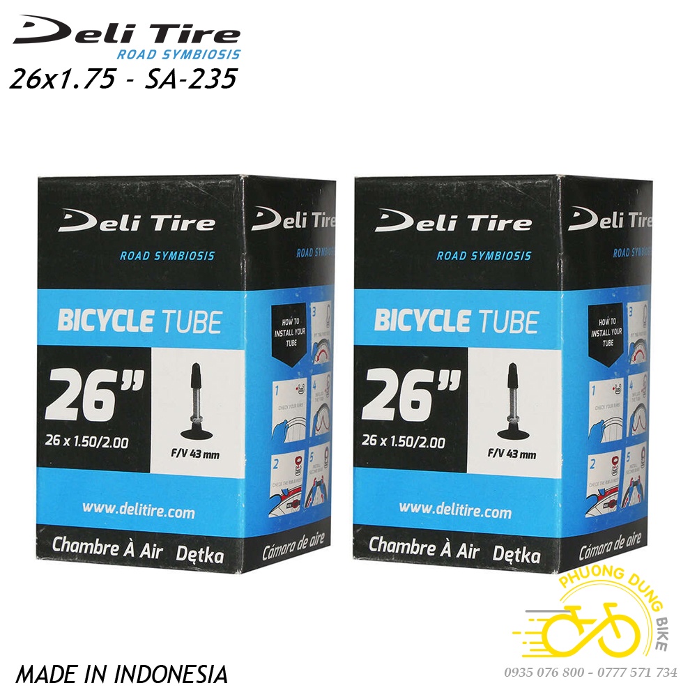 Cặp Lốp (vỏ) và Ruột (săm) xe đạp Deli Tire SA235 26x1.75
