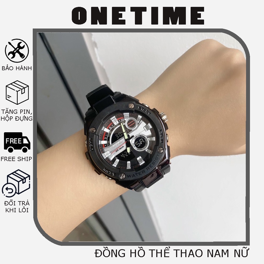 Đồng hồ nam thể thao OneTime dây cao su, vỏ thép bền chống va chạm, mặt đồng hồ 46mm cực chất, sang trọng