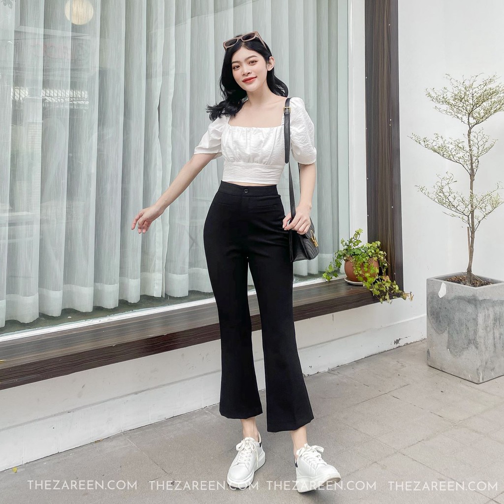 [Mã FATHANG5 giảm 10K đơn 50K] QUẦN TÂY LỬNG FORM LOE BASIC ZAREEN TRS12 ĐEN
