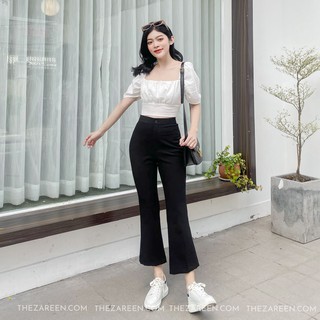 [Mã FATHANG5 giảm 10K đơn 50K] QUẦN TÂY LỬNG FORM LOE BASIC ZAREEN TRS12 ĐEN