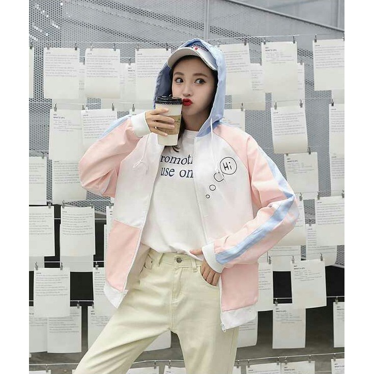 Áo khoác chống nắng nữ dù 2 lớp phối sọc tay Then Talk dễ thương DTP08 - MUA NGAY