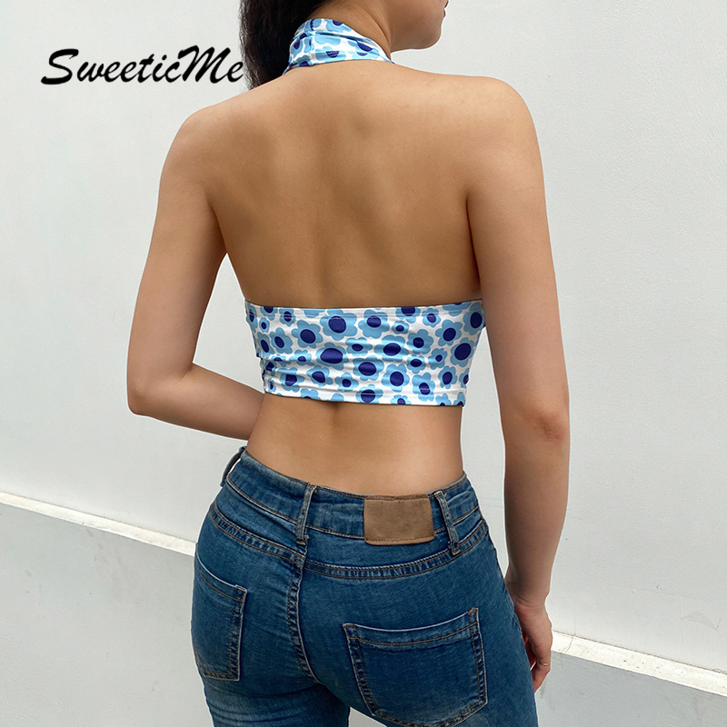 Áo Dây Chéo Sau Lưng In Họa Tiết Hoa Phong Cách Mới Dành Cho Nữ | BigBuy360 - bigbuy360.vn