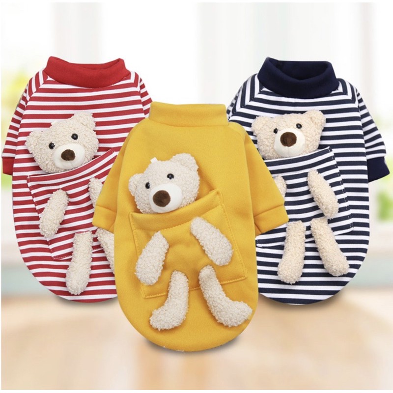 [Mã PET50K giảm Giảm 10% - Tối đa 50K đơn từ 250K] Áo nỉ gấu teddy cho chó mèo (Gấu có thể tháo rời)