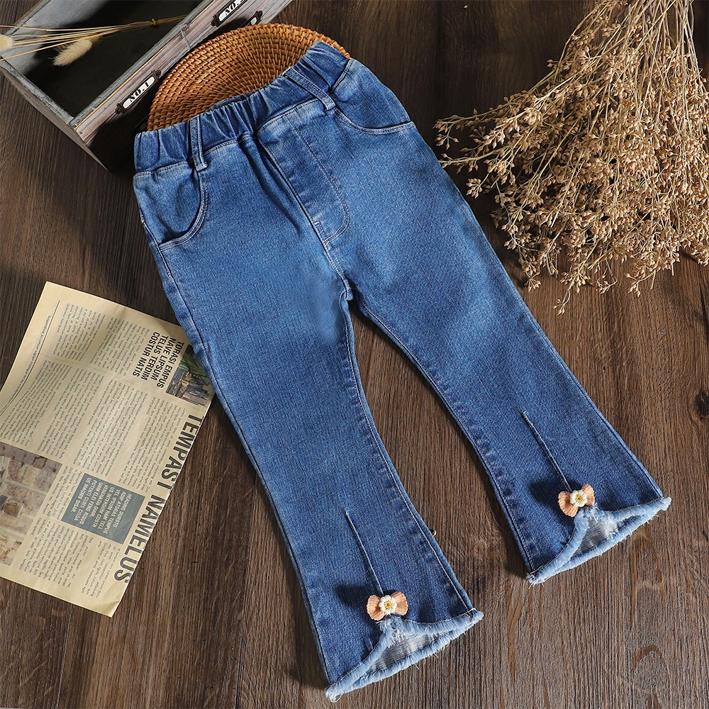 Quần jeans BEAR LEADER ống loe thời trang xuân thu mới cho bé gái 2-6 tuổi
