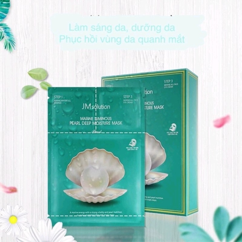 Hộp 10 Mặt Nạ Dưỡng Ẩm Sâu 3 Bước Từ Ngọc Trai Biển JMSolution Marine Luminous Pearl Deep Moisture Mask