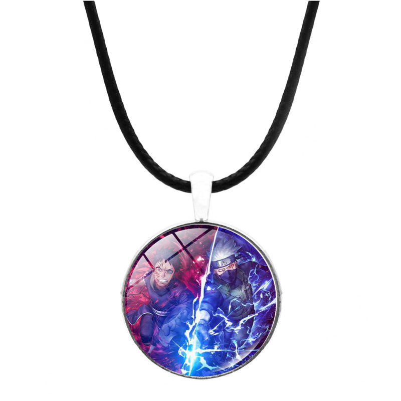 Vòng cổ Da Mặt Đá Quý Hình Naruto Hatake Kakashi Thời Gian gem Cao Cấp Sáng Tạo Quà Tặng Trang Sức