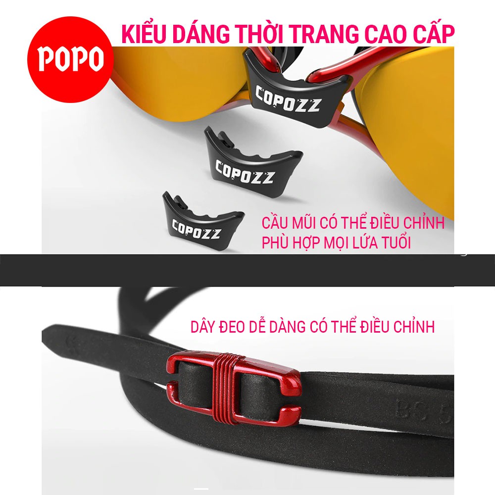 Kính bơi người lớn chống tia UV, hạn chế sương mờ 1020 POPO mắt kính tráng gương ánh kim ngăn nước tuyệt đối