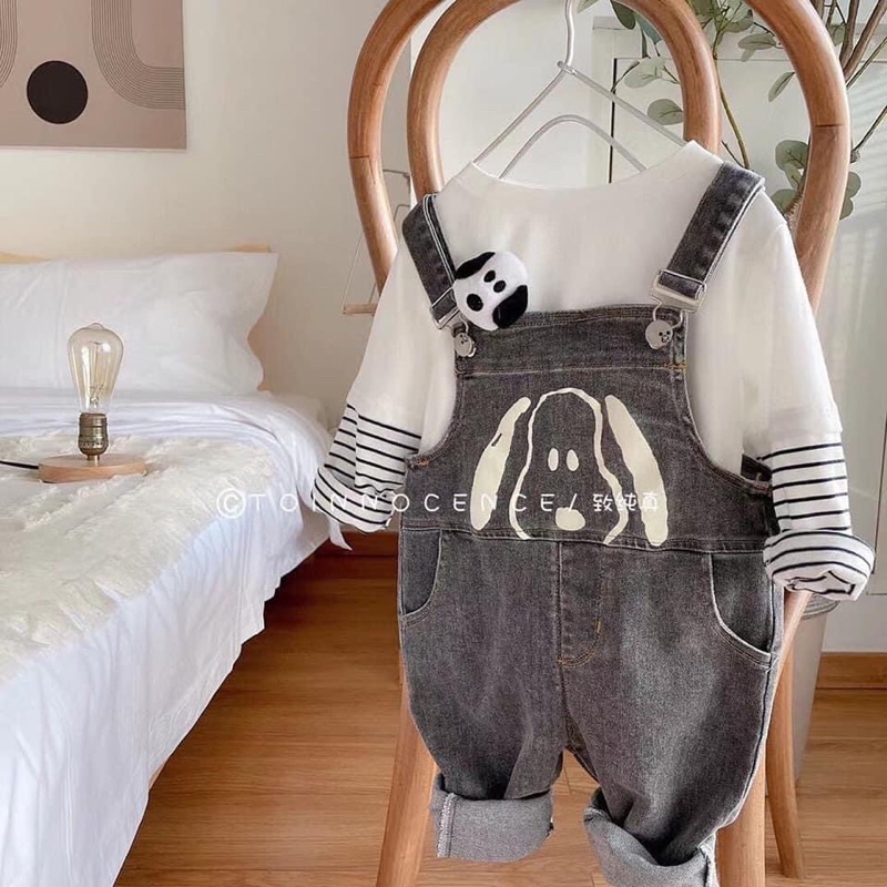 Yếm quần nhung tăm cho bé phối áo zip hàn xinh xắn cho bé trai, bé gái từ 10-20kg