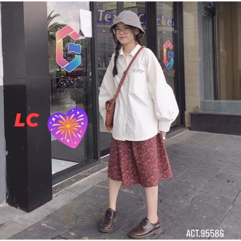 [ Rẻ Vô Địch ] sơ mi chữ hàng tay bồng phong cách ulzzang