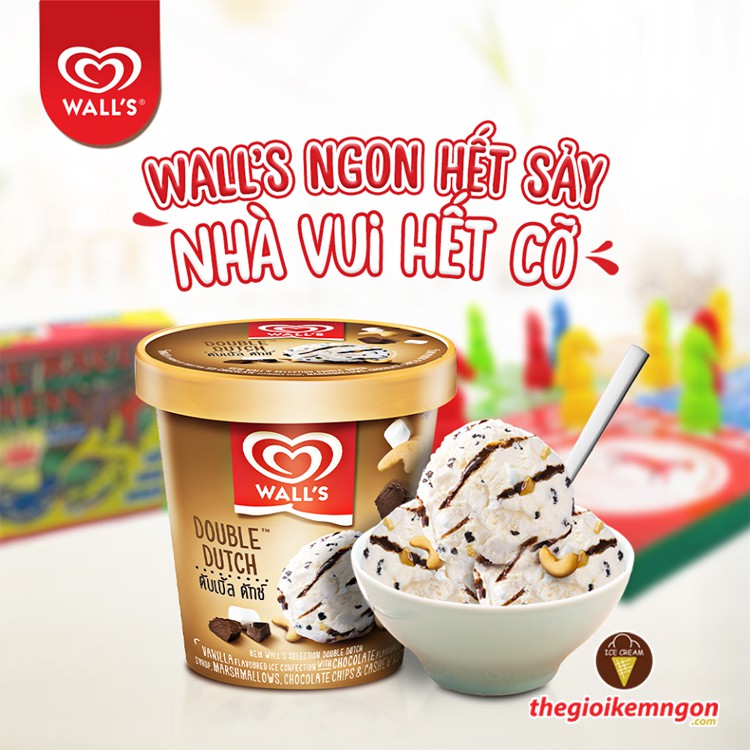 Kem hộp vani sốt socola Wall's Selection Double Dutch