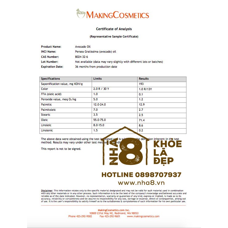 Dầu bơ nguyên chất Nhà 8 / Avocado Oil - Dưỡng ẩm, Ngăn ngừa lão hóa | BigBuy360 - bigbuy360.vn