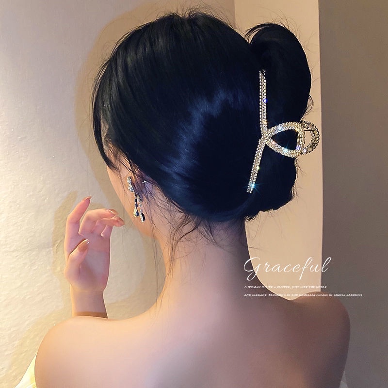 Kẹp tóc càng cua kim loại đính đá sang trọng phong cách Hàn quốc cho nữ