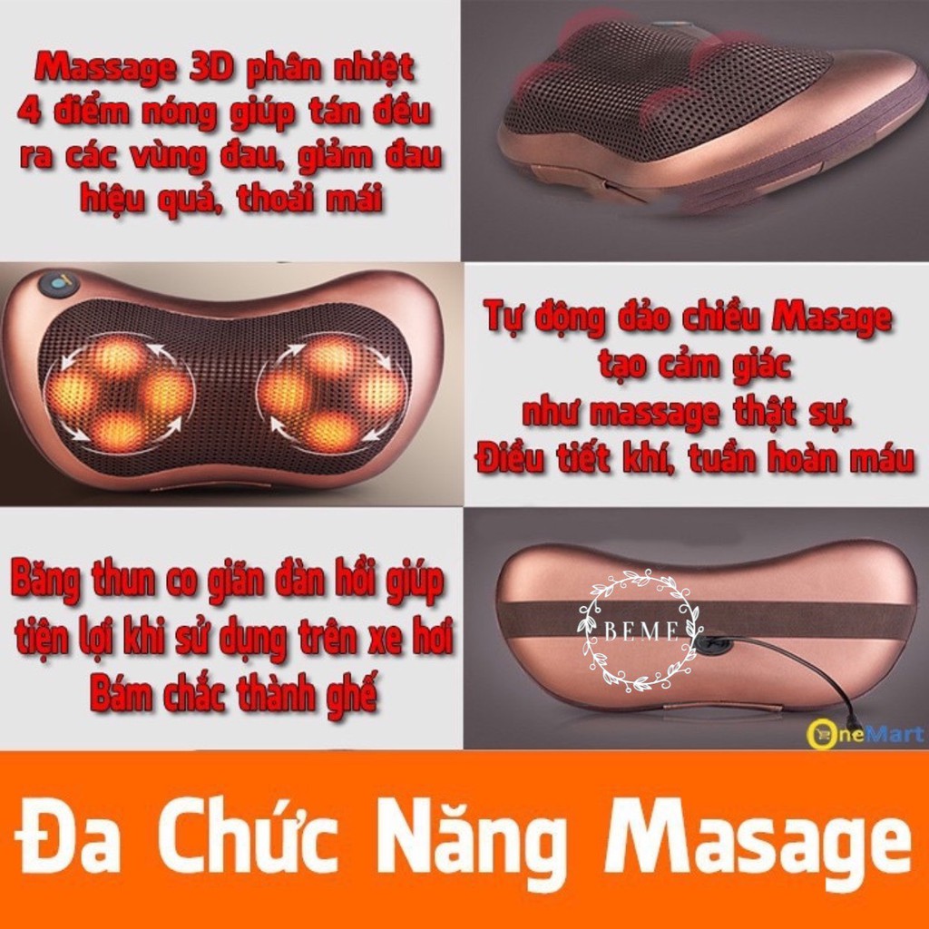 Gối Massage Hồng Ngoại Pillow 8 pi + BẢO HÀNH 3 THÁNG