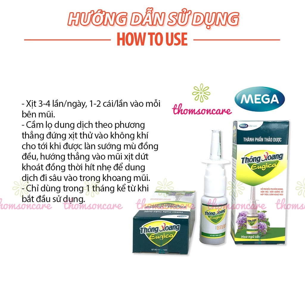 Xịt thông xoang Eugica - Giúp giảm xoang, mũi từ cây hoa Ngũ sắc và muối Natri