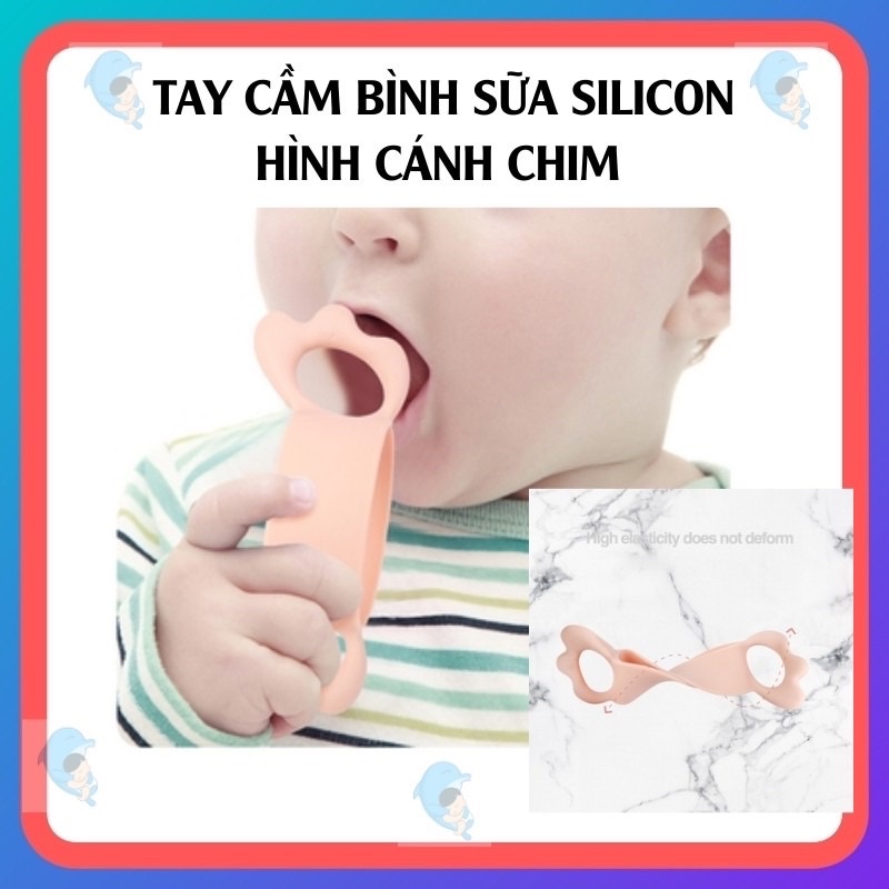 Tay cầm bình sữa silicon hình cánh tiên(phù hợp với nhiều bình: Moyuum, Grosmi, Pigeon, Lansinoh, Upis, K-Mom)
