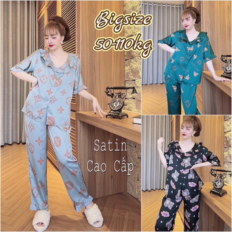 (45-110kg) Đồ Bộ Lụa Satin Bigsize cao cấp - chuẩn size - chất mát