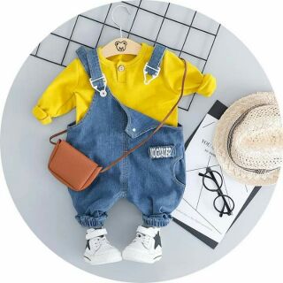💥[Loại 1] yếm JEAN ÁO VÀNG, TRẮNG cho bé 6-16kg_Hàng Quảng Châu cao cấp, cam kết về chất lượng!